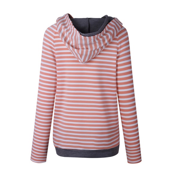 Orange/white stripe sweater shirt hoodie - Picture 4 of 6